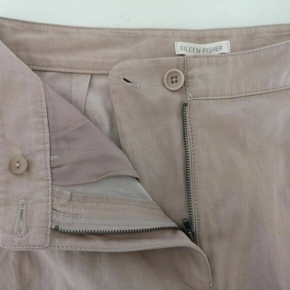 NWT EILEEN FISHER Beige Organic Cotton Steel Wide Leg Ankle Pants 6 - Picture 5 of 7